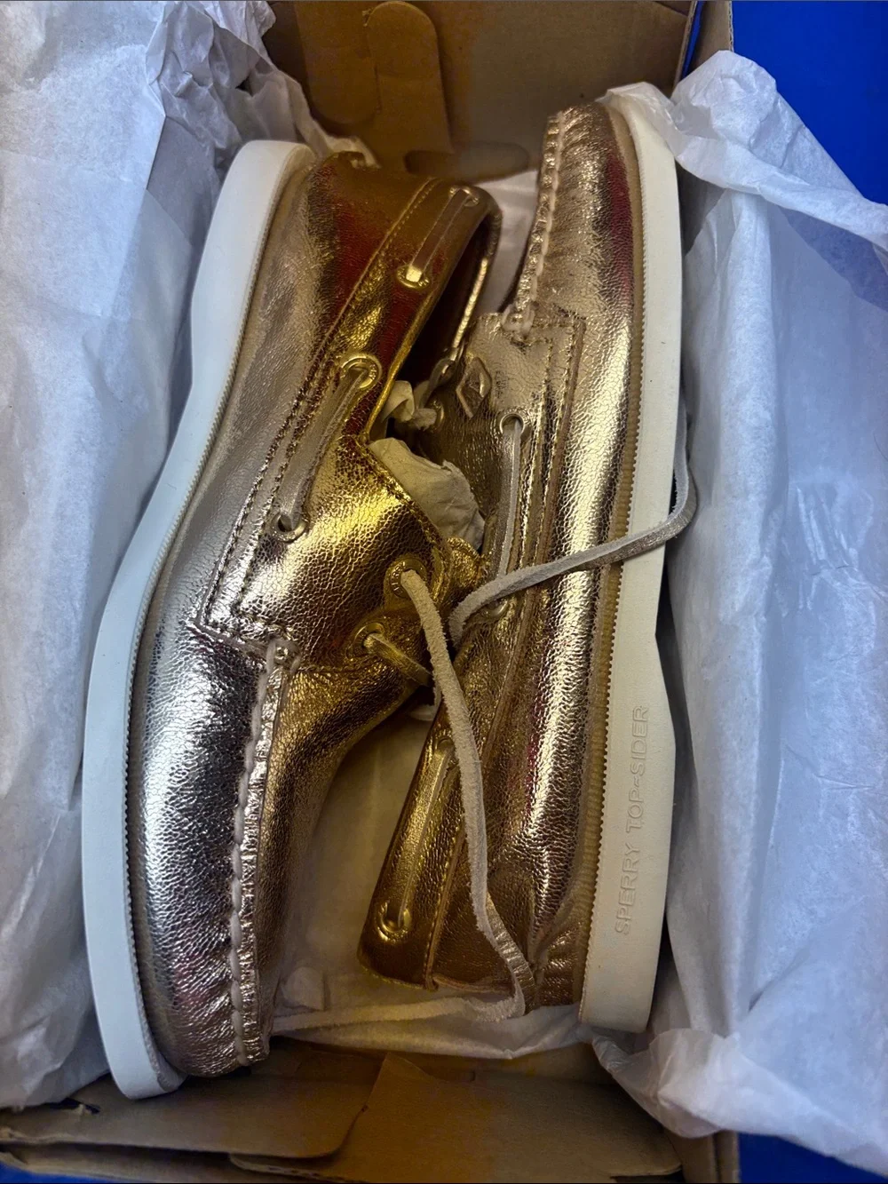 Sperry Metallic Gold Leather Boat Shoe - Women's